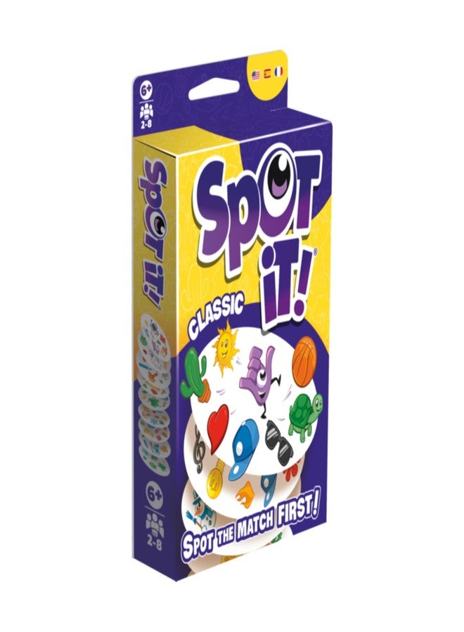 Asmodee Spot It! Classic Card Game (2024 Refresh) - Pocket Eco Edition, 5-in-1 Visual Perception Game for Quick Reflexes and Family Fun, Ages 6+, 2-8 Players, 10 Minute Playtime - Image 1